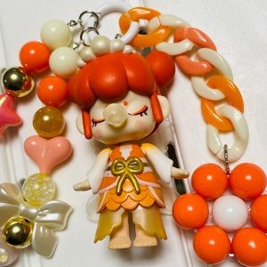 Butterfly Girl Blowing Bubbles Key Beaded Chain/Bag Pendant